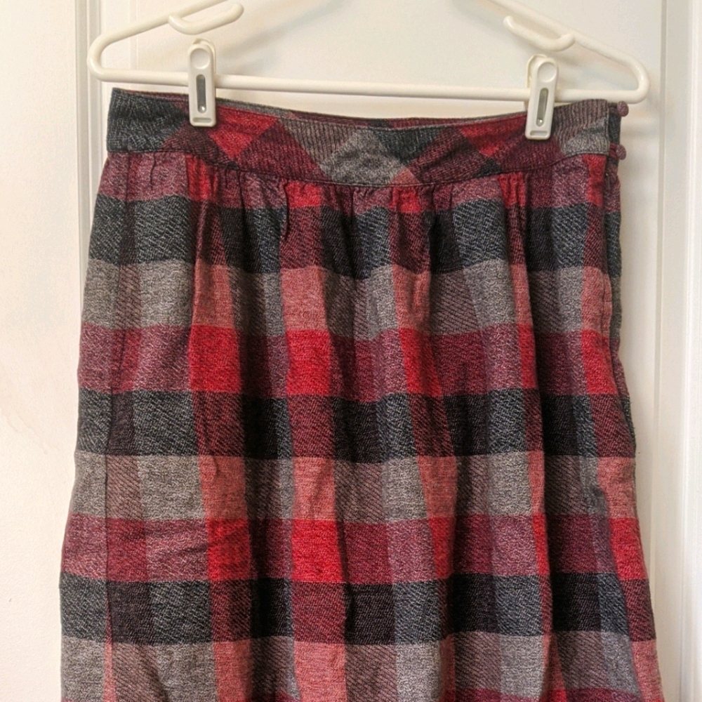 Autumn cotton flannel midi skirt